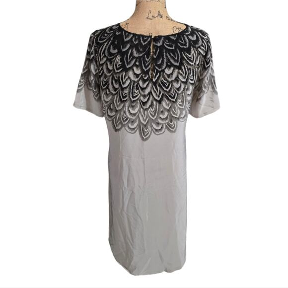 BCBGMaxAzria Tina Silk Feather Print Shirt Dress Medium - Picture 4 of 9
